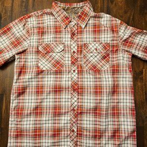 Realtree Short Sleeve Red Plaid Button Down Size Large